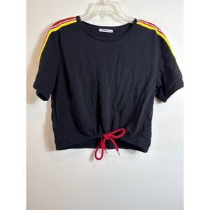 Zara Trafaluc Black Crop Top Athleisure Sporty Baby Tee Women Size Small